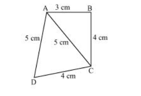 Find the area of a quadrilateral ABCD in which AB = 3 cm,