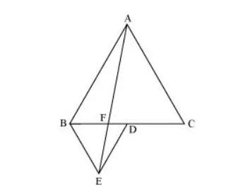 In the following figure, ABC and BDE are two equilateral triangles such that D is the mid-point of BC