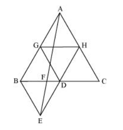 In the following figure, ABC and BDE are two equilateral triangles such that D