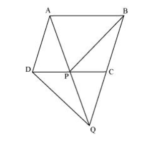In the following figure, ABCD is parallelogram and BC is produced to a point Q such that 