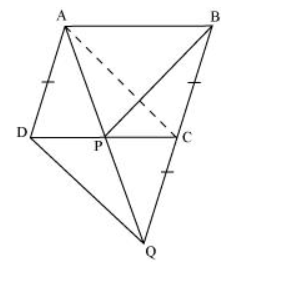 In the following figure, ABCD is parallelogram and BC is produced to a point Q such
