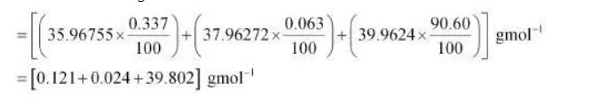 Molar mass of argon