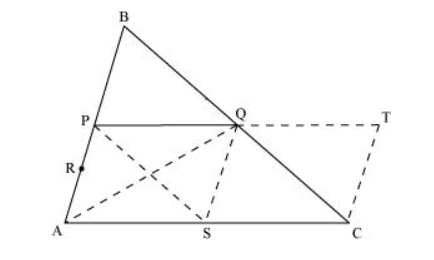 P and Q are respectively the mid-points of sides AB and BC of a triangle ABC and R is the mid-point of AP,