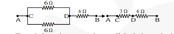 Show how you would connect three resistors, each of resistance 6 , so that the combination has a resistance of (i) 9 (ii) 2 .