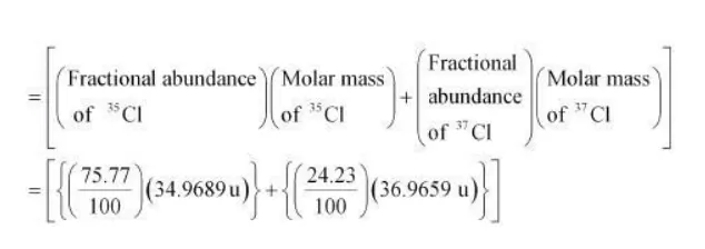 The average atomic mass of chlorine 