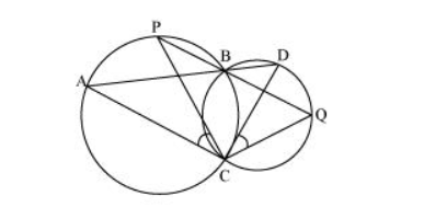 Two circles intersect at two points B and C. 