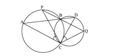Two circles intersect at two points B and C. 