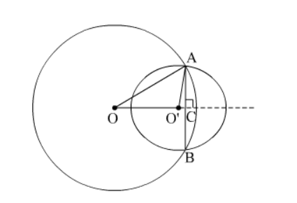Two circles of radii 5 cm and 3 cm intersect at two points and the distance between their centres is 4 cm.
