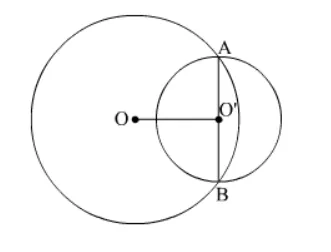 Two circles of radii 5 cm and 3 cm intersect at two points and the distance between their centres is 4 cm.