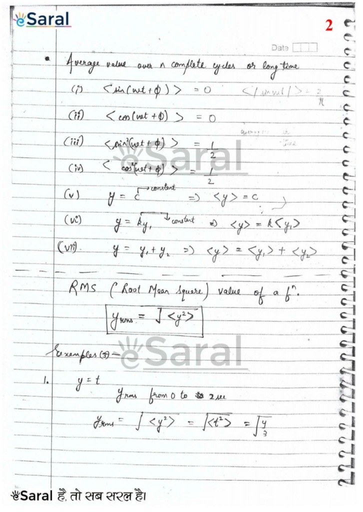 Class 12 Physics Handwritten Notes PDF Chapter 7 - Alternating current Image 2