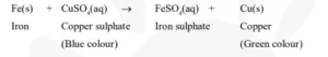 Why does the colour of copper sulphate solution change when an iron nail is dipped in it