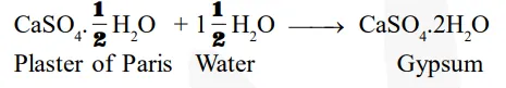 Write an equation to show the reaction between Plaster
