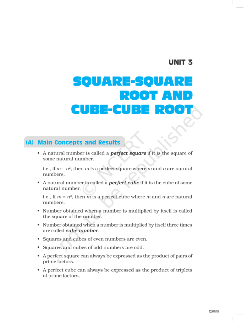 NCERT Exemplar Class 8 Maths Chapter 3 - Squares and Square Roots & Cubes and Cube Roots Image 1