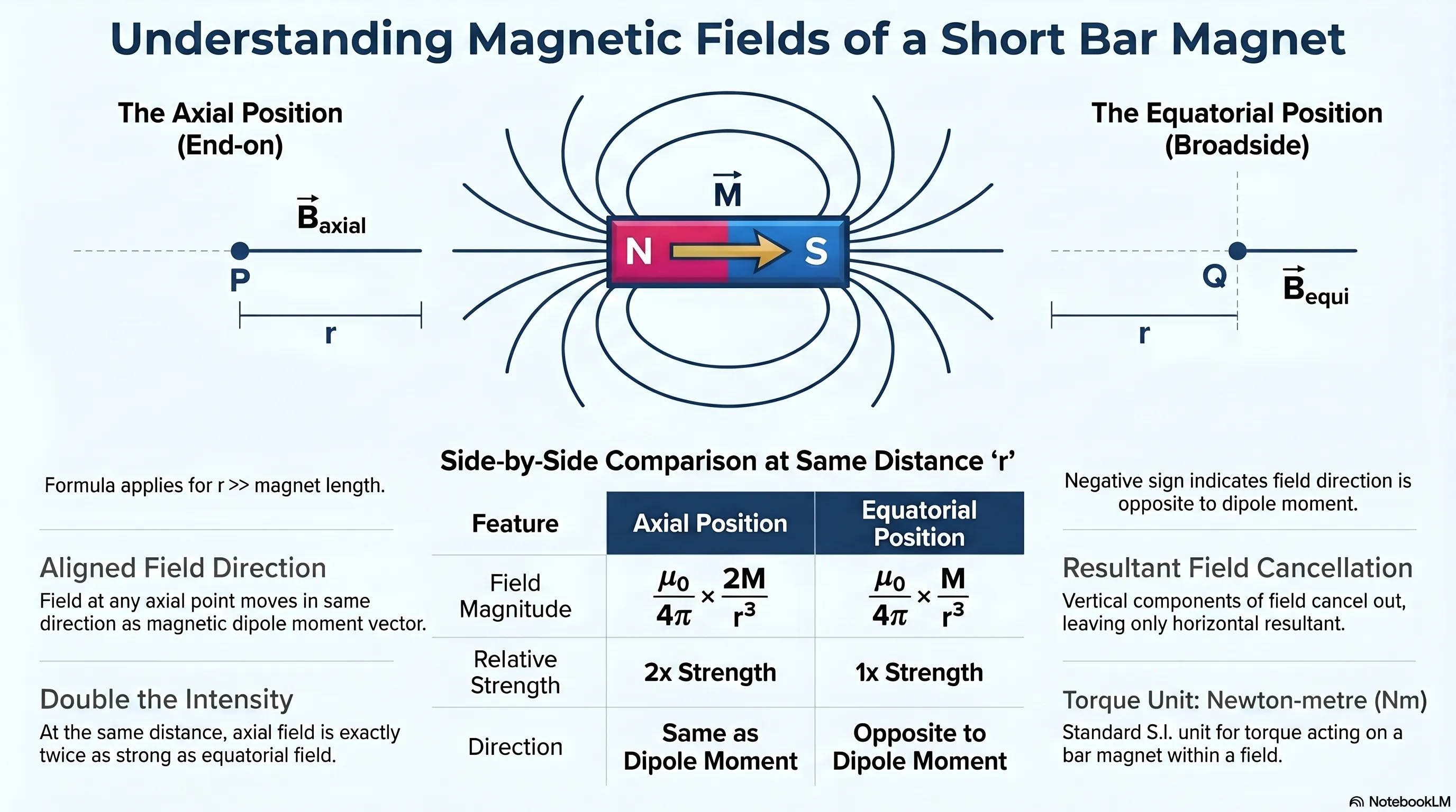 Magnetic Field due to a Short Bar Magnet | Magnetic Dipole - Class 12 physics Notes