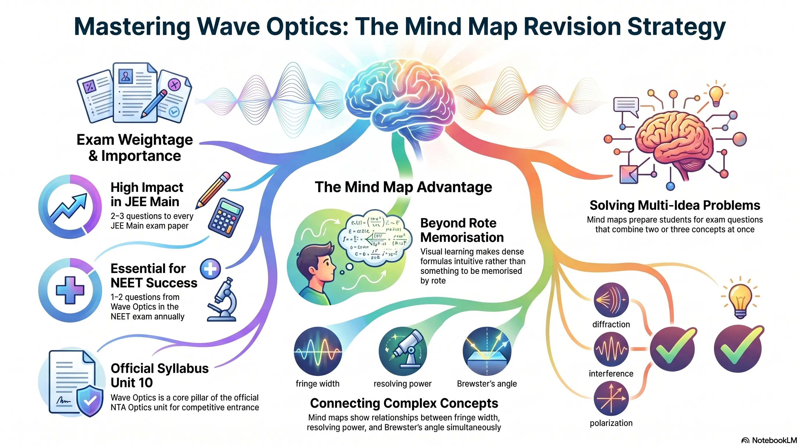 Mind Maps for Wave Optics Revision - Class XII, JEE, NEET