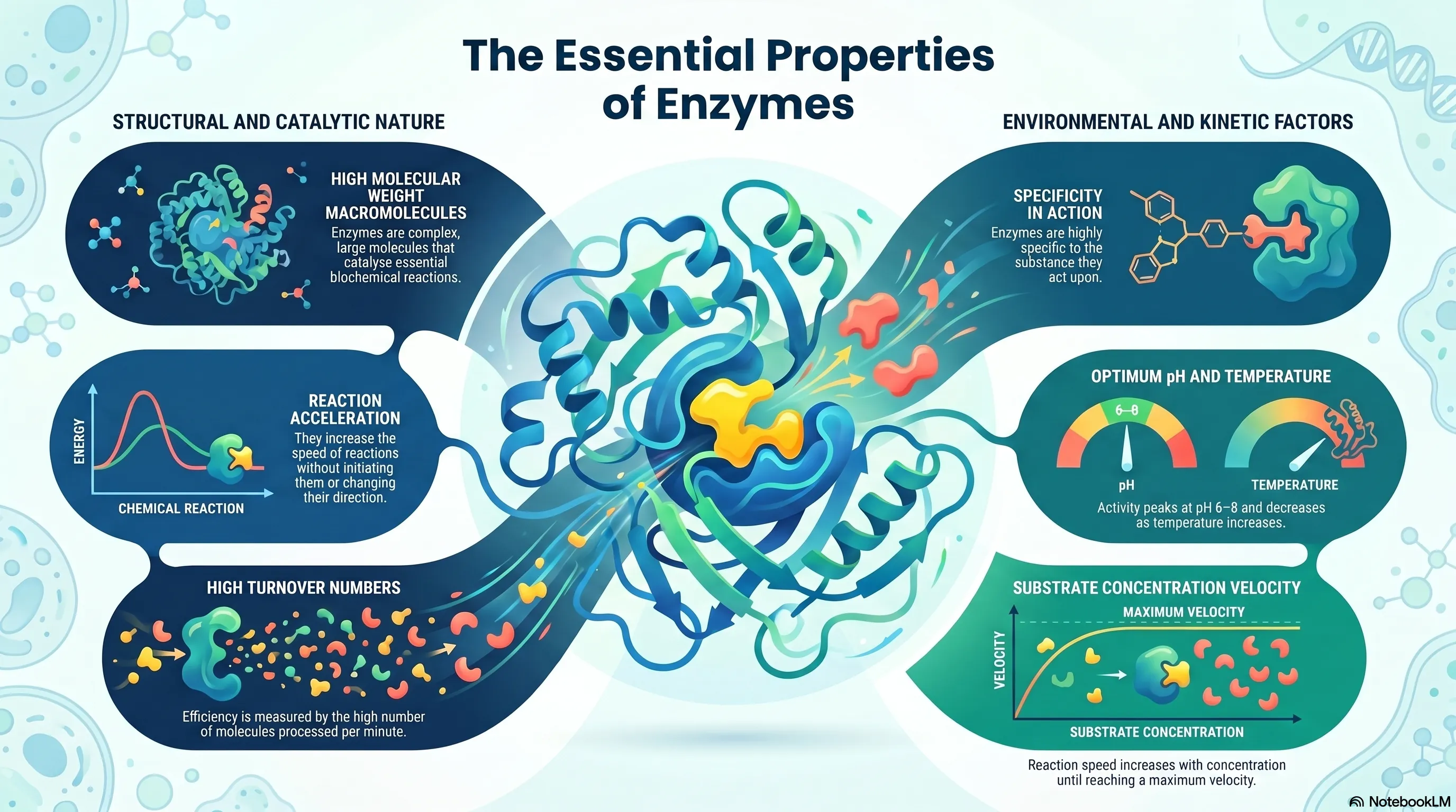Describe the important properties of enzymes.