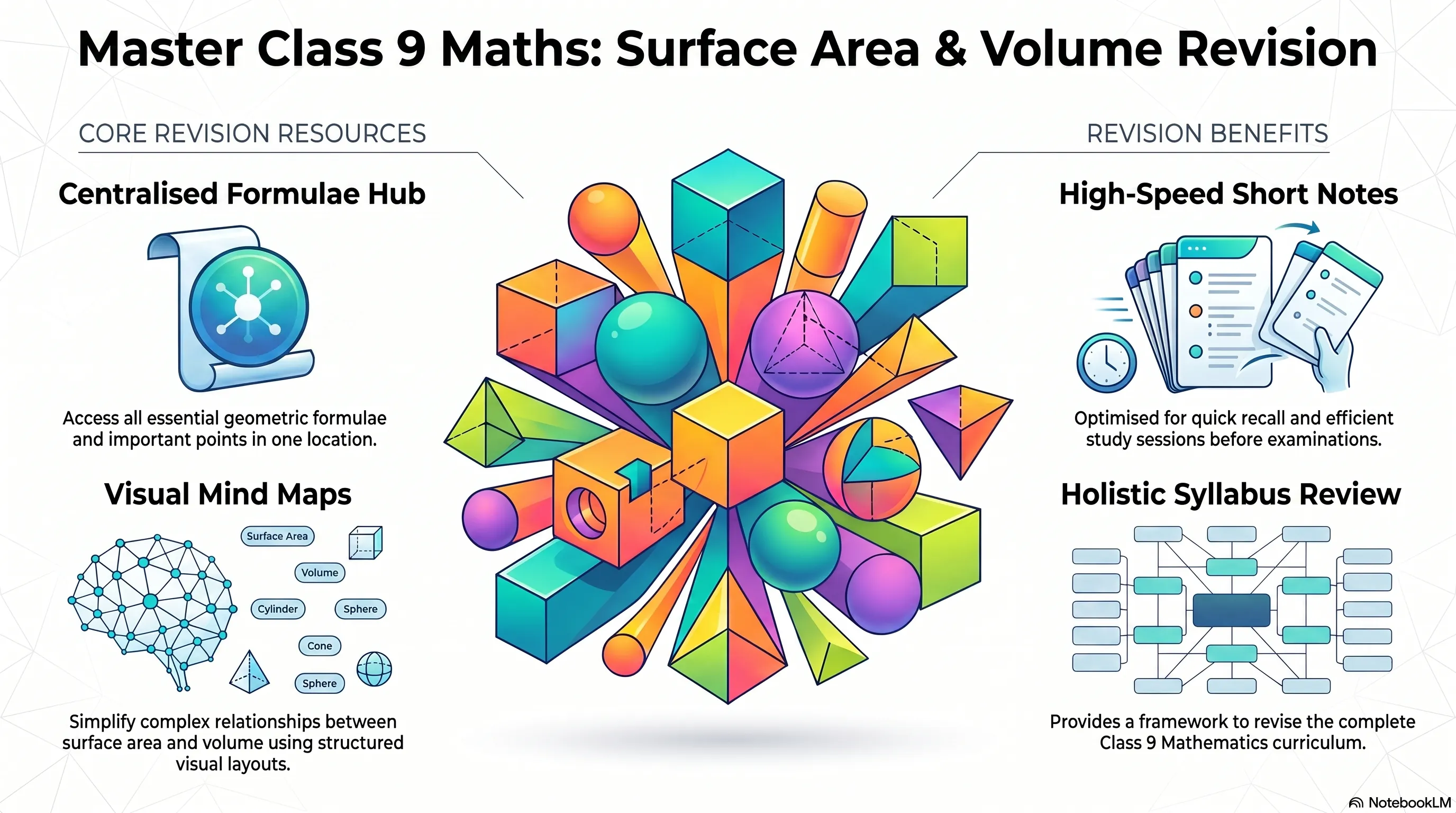 Surface Area & Volumes - Class 9 Maths Chapter 11 Short Notes (Mind Maps)